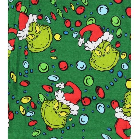 Mens Dr. Seuss How the Grinch Stole Christmas Lights Matching Family Pajama Set - Picture 4 of 5